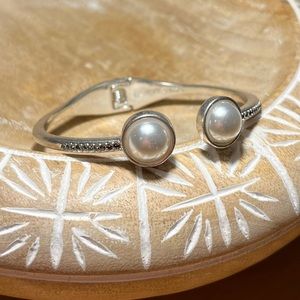Lucky Brand Pearl Open Cuff Hinge Bracelet